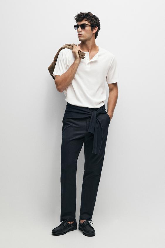 Zara Cotton blend jogger fit pants - Navy blue - Image 0