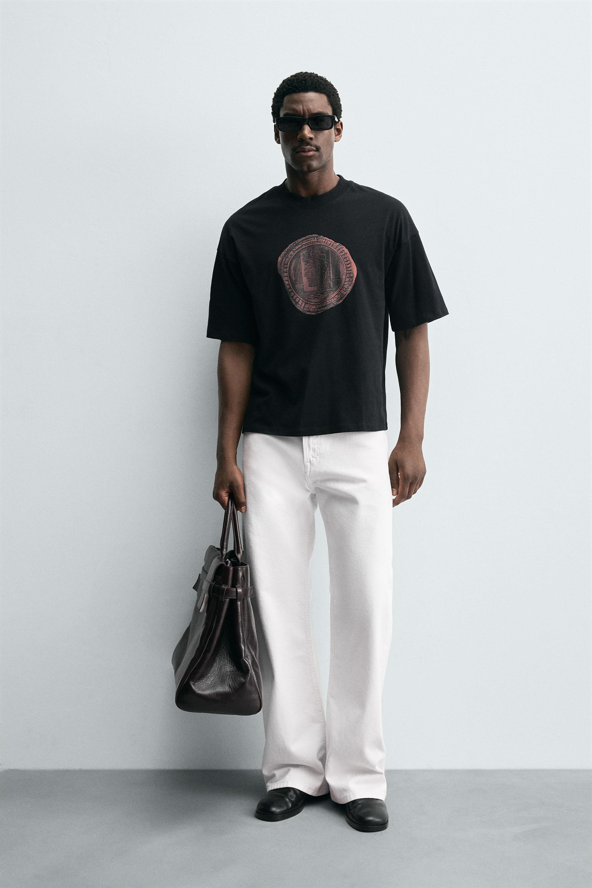 コイン柄Tシャツ - ブラック | ZARA Japan / 日本