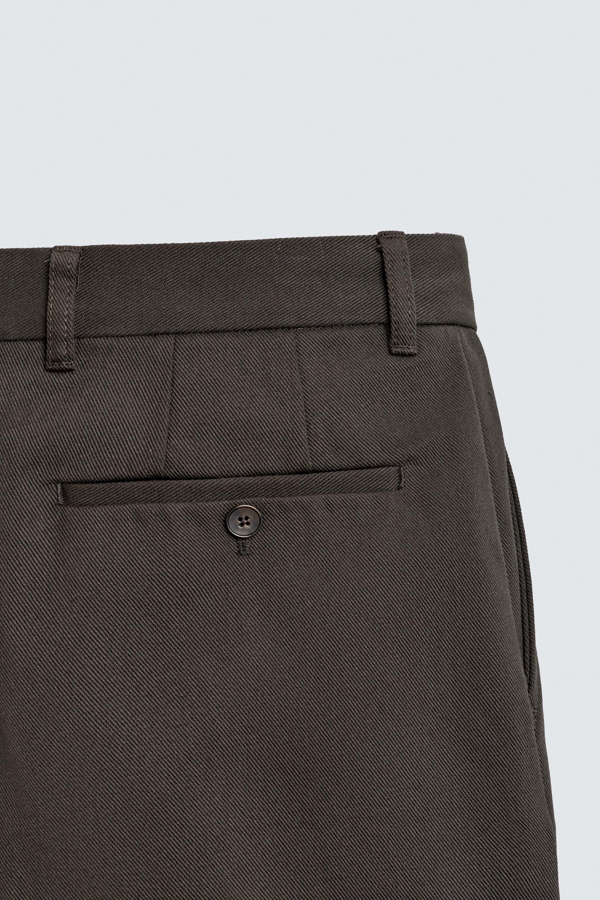 TEXTURED STRAIGHT FIT PANTS