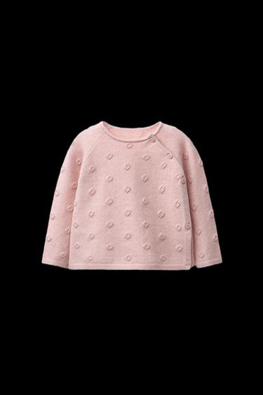 KNIT JUMPER WITH EMBROIDERED FLOWERS - Light pink by Zara - Image 0