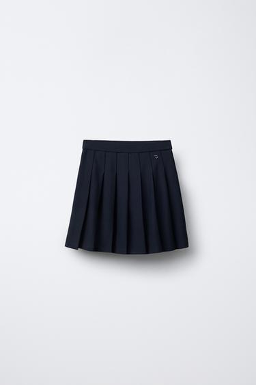Zara PLEATED SKIRT WITH HEART APPLIQUÉ - Navy blue