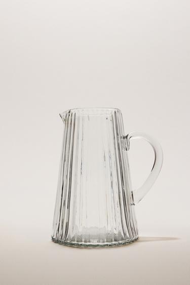 RAISED DESIGN GLASS JUG - Transparent by Zara