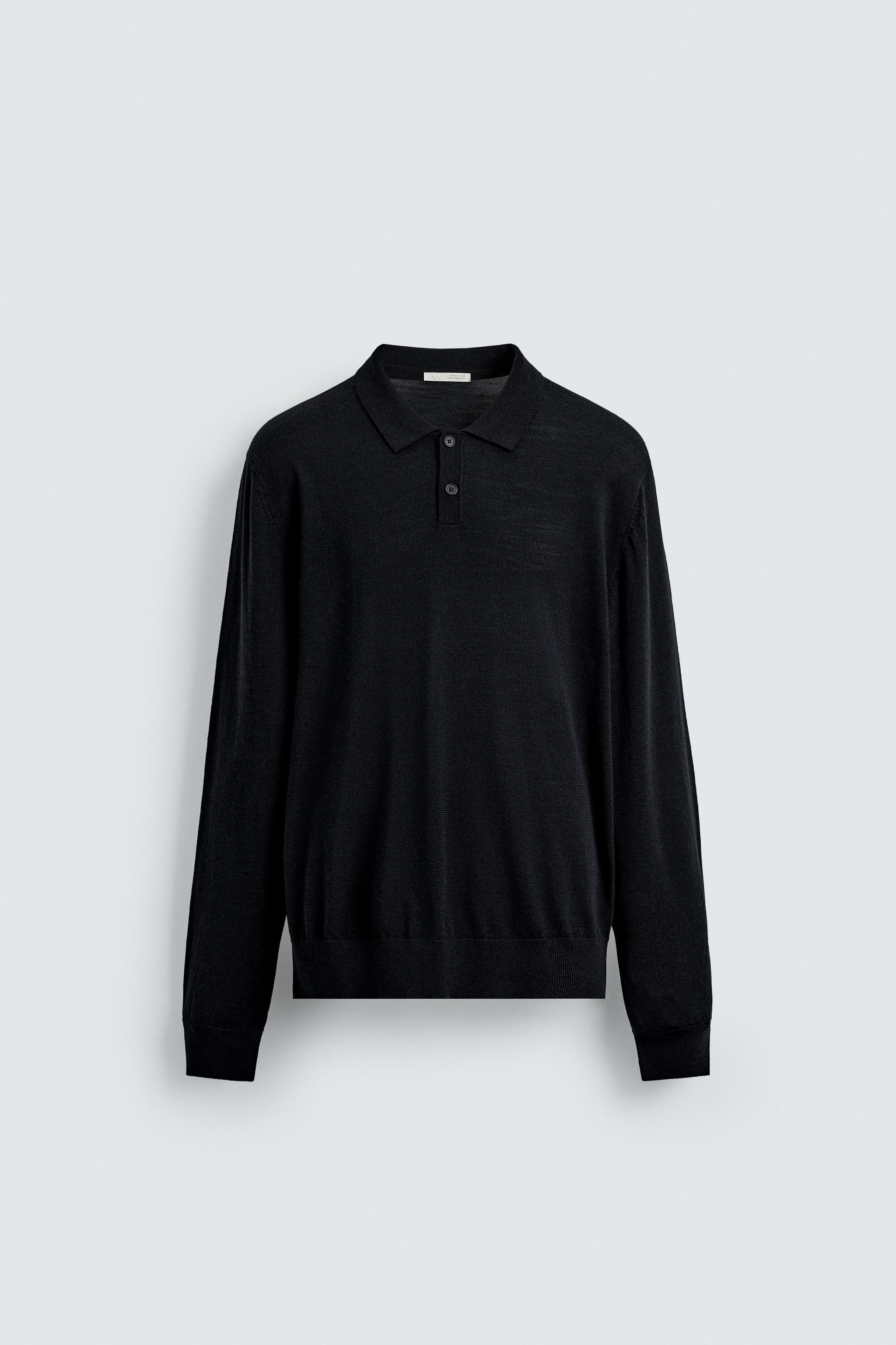 100% WOOL KNIT POLO SHIRT - Black | ZARA United Kingdom