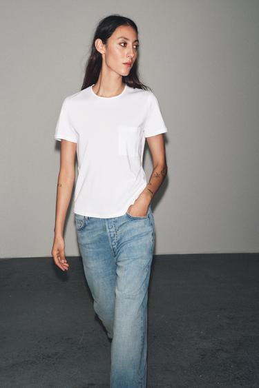 Zara MERCERIZED COTTON T-SHIRT - White