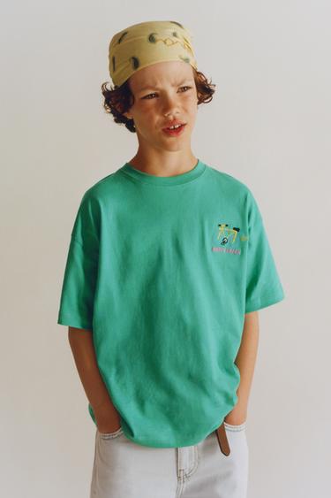 EMBROIDERED T-SHIRT - Turquoise by Zara