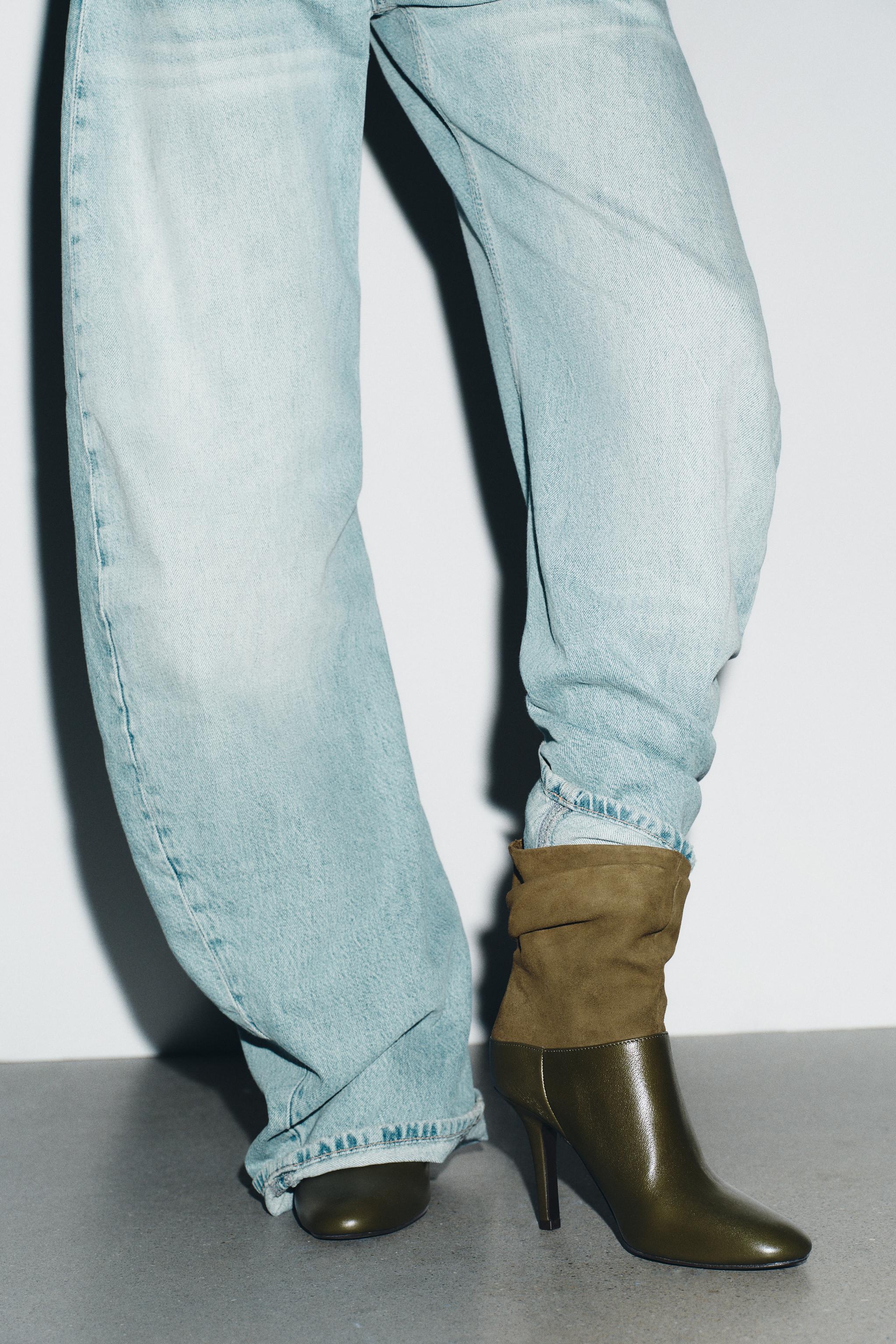 BOTTINES EN CUIR EFFET FROISSÉ