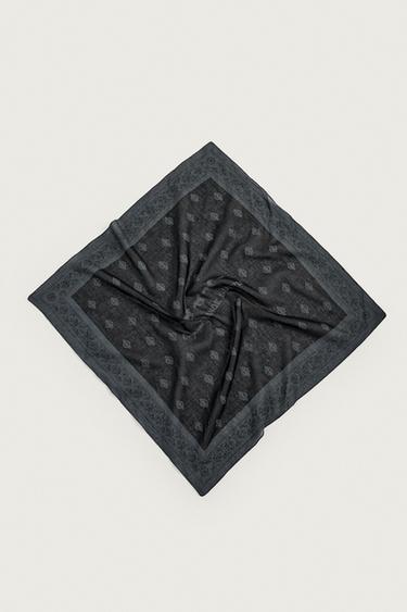Zara GEOMETRIC PRINT BANDANA - Black