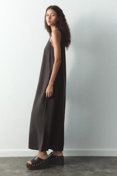 Zara FLOWY MAXI DRESS - Anthracite grey