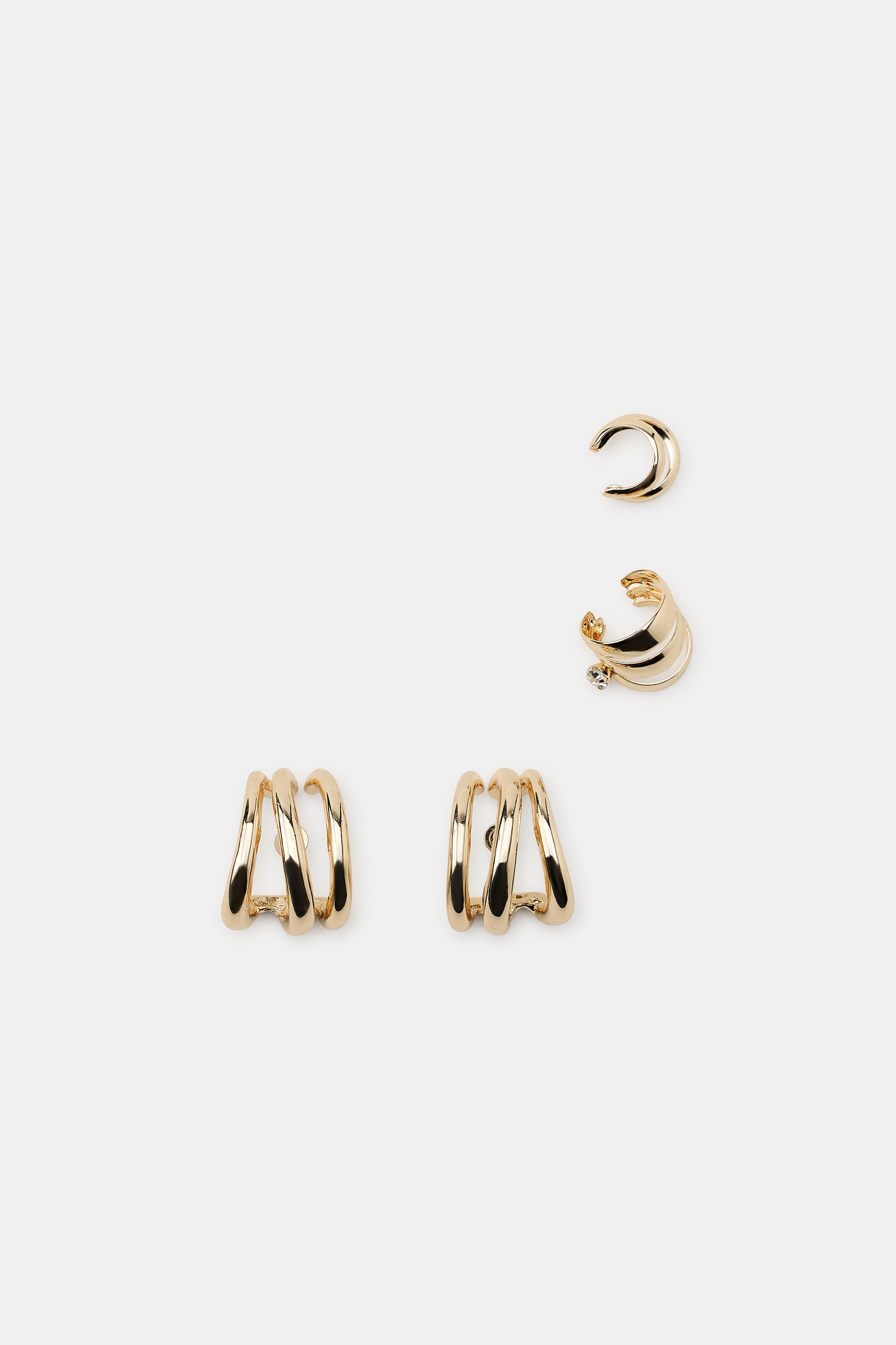 PACK OF TRIPLE HOOP EAR CUFF EARRINGS