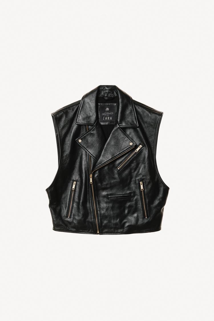 ZARA LEATHER BIKER WAISTCOAT WILLY CHAVARRIA X ZARA