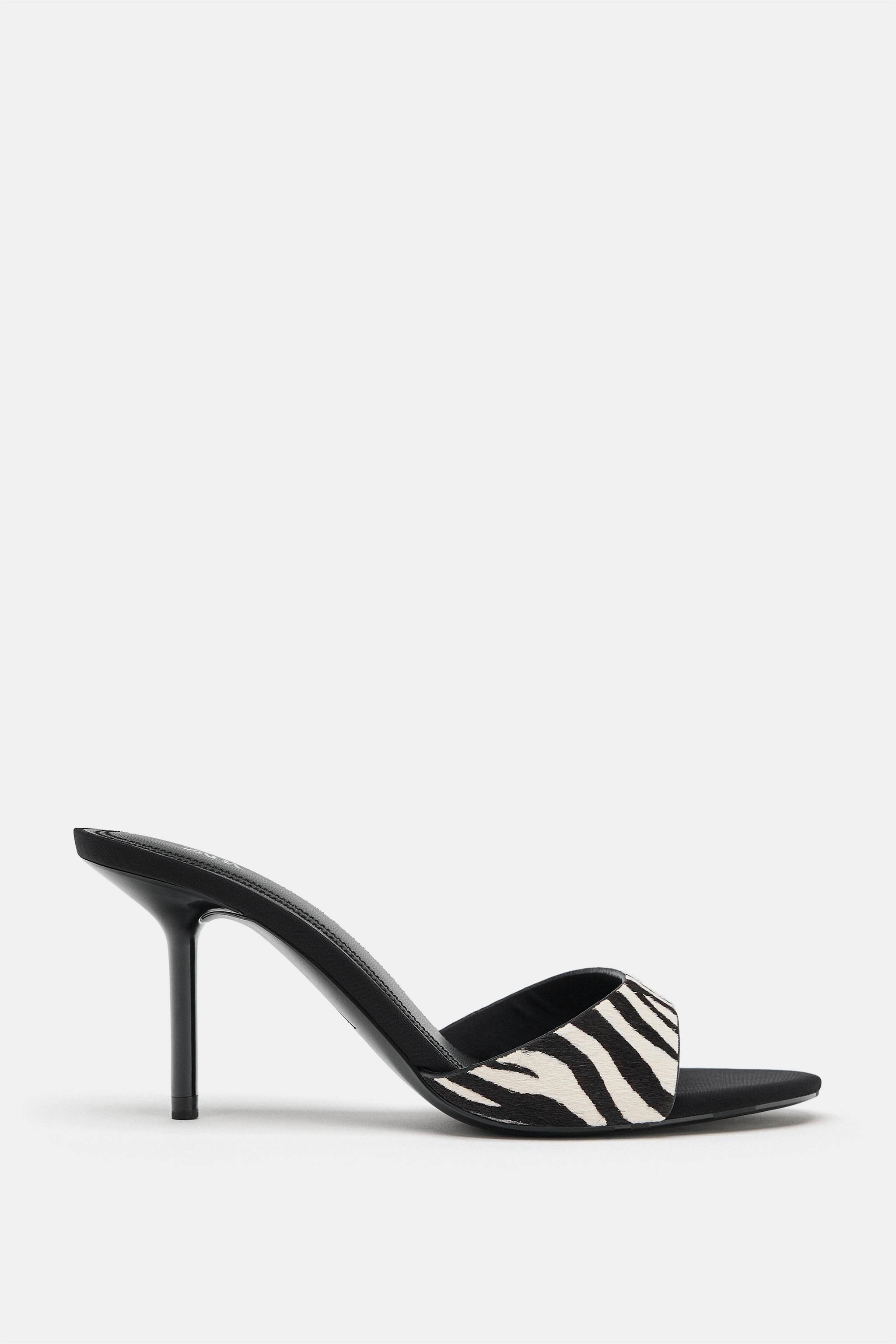 PRINTED FUR EFFECT LEATHER MULES