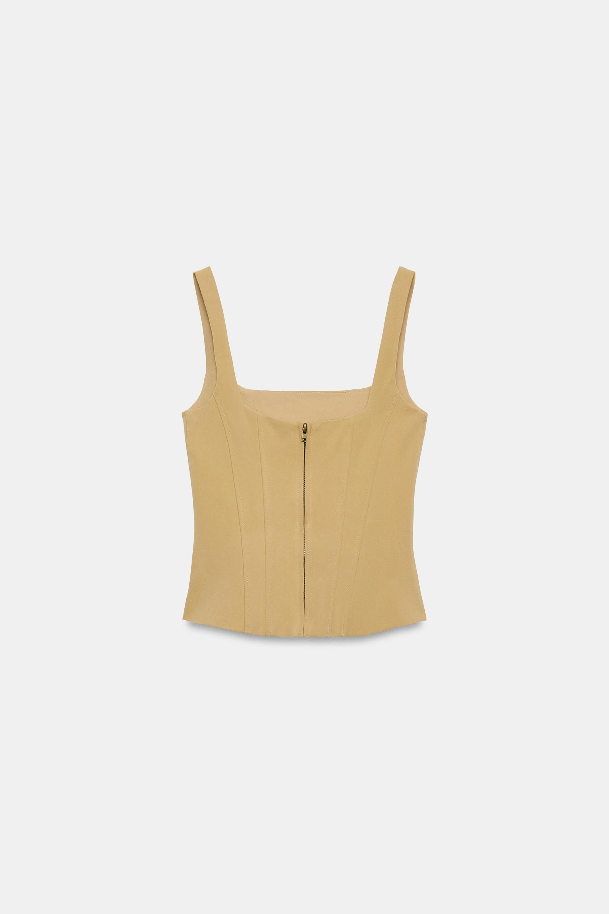 Zara DÜĞMELİ KORSE TARZI TOP görsel 6