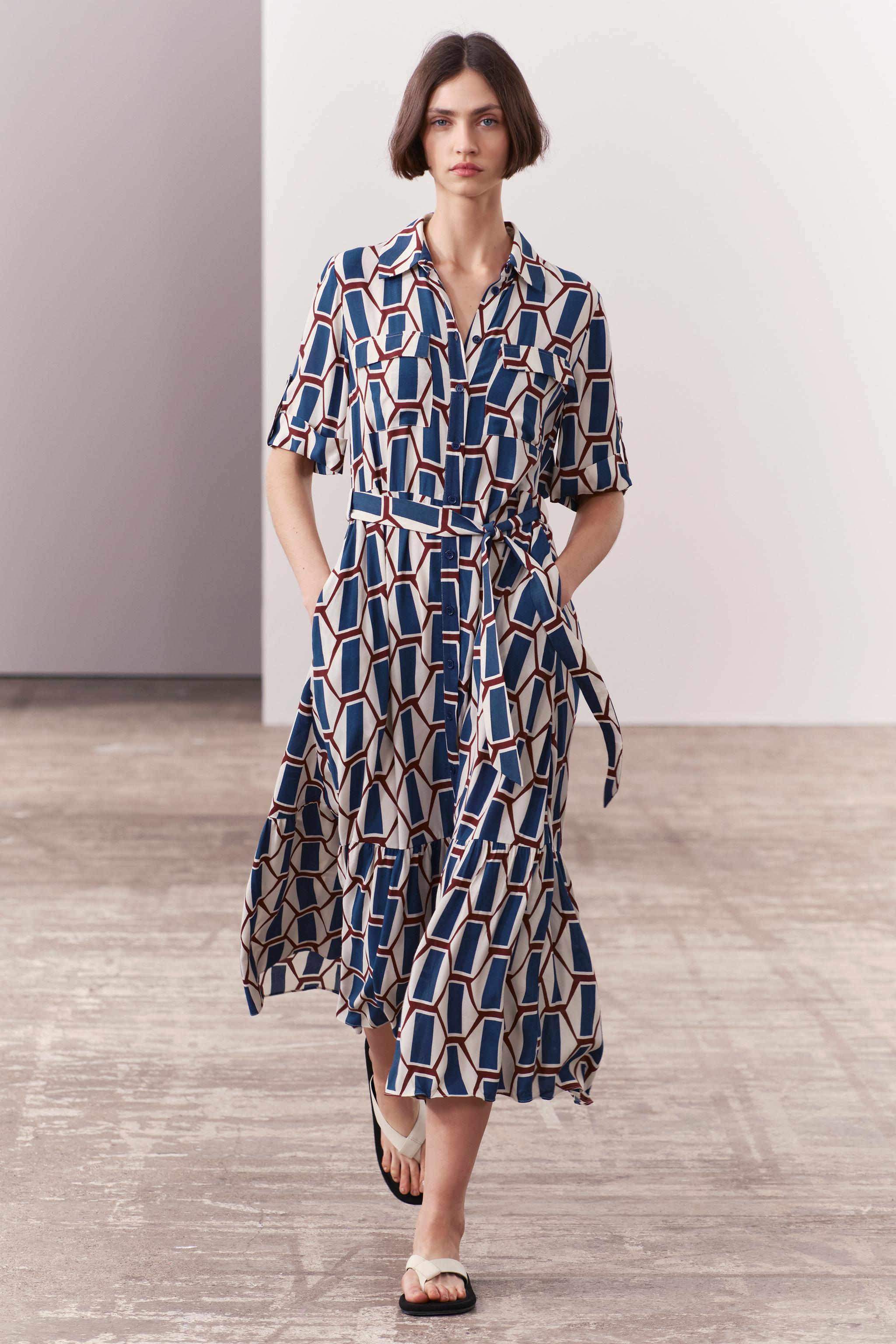 GEOMETRIC PRINT DRESS ZW COLLECTION - Multicolored