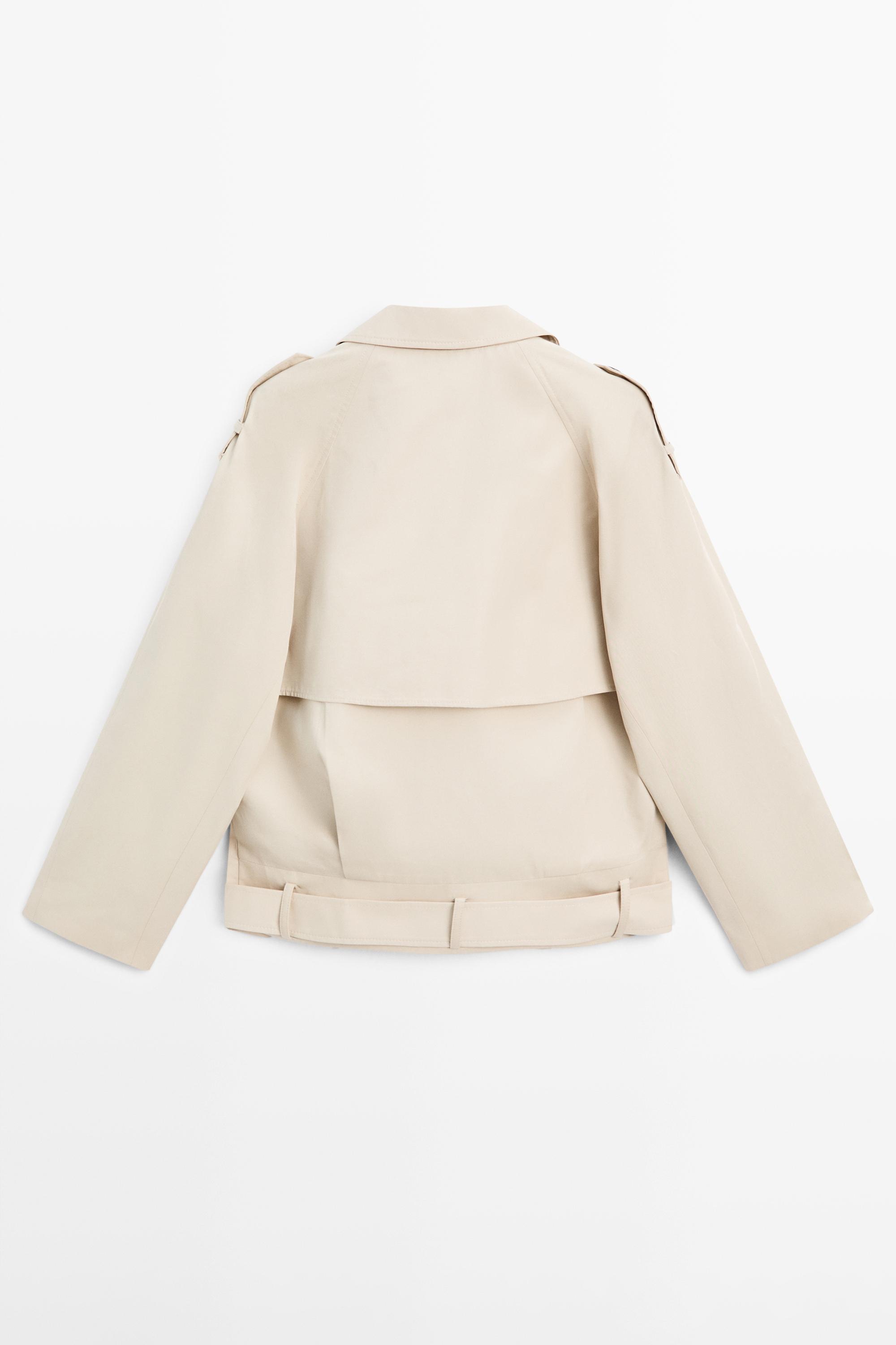 Short trench coat with belt detail