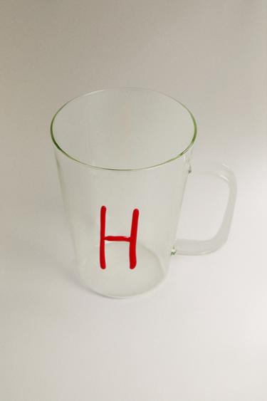 BOROSILICATE MUG WITH INITIAL H — Red 2