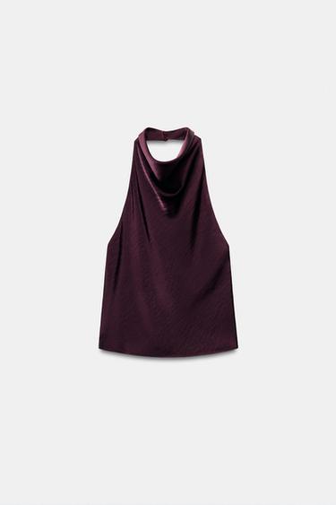 TOP HALTER SATINÉ - Bordeaux de Zara - Image 4