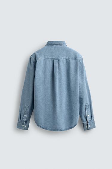 CHEMISE EN JEAN LAVÉ REGULAR FIT - Bleu pastel de Zara - Image 7