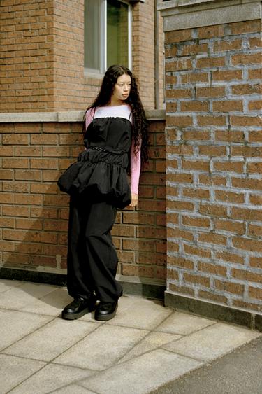 NYLON BALLOON DRESS WITH BELT - Black by Zara