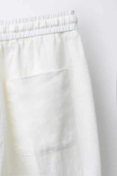 PANTALON DROIT 100% LIN - Écru moyen de Zara - Image 3