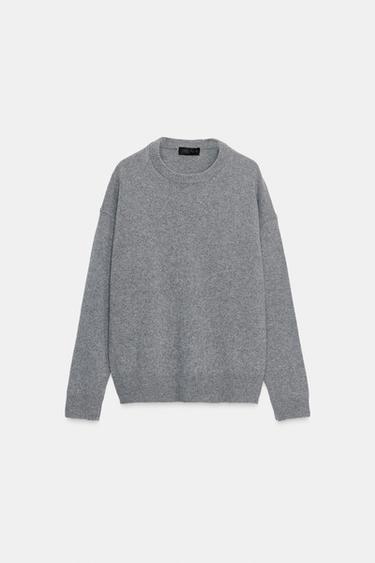 CASHMERE AND WOOL LONG SLEEVE JUMPER - Mid-grey by Zara