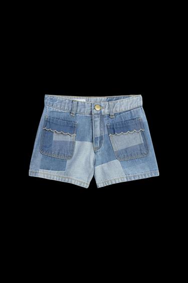 LIMITED EDITION PATCHWORK DENIM BERMUDA SHORTS - Blue marl by Zara - Image 0