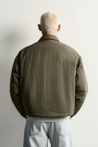 BOXY FIT QUILTED JACKET — Khaki 3