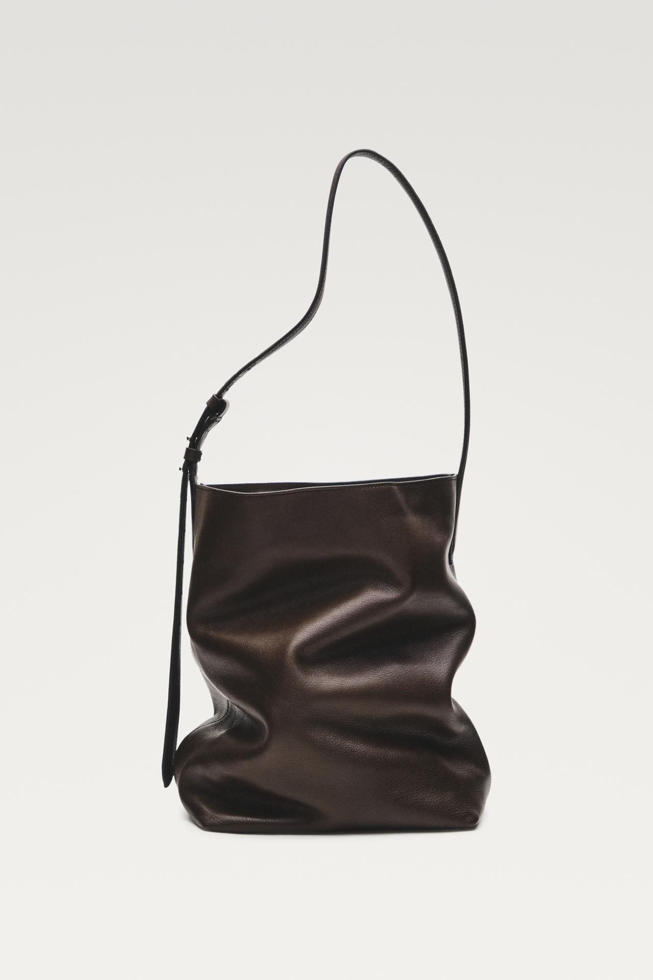Medium nappa leather bucket bag — Brown