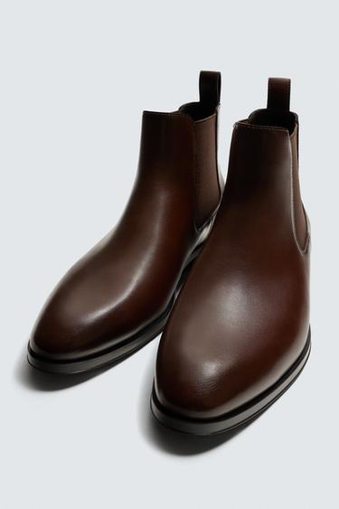 Zara POINTED CHELSEA BOOTS - Brown