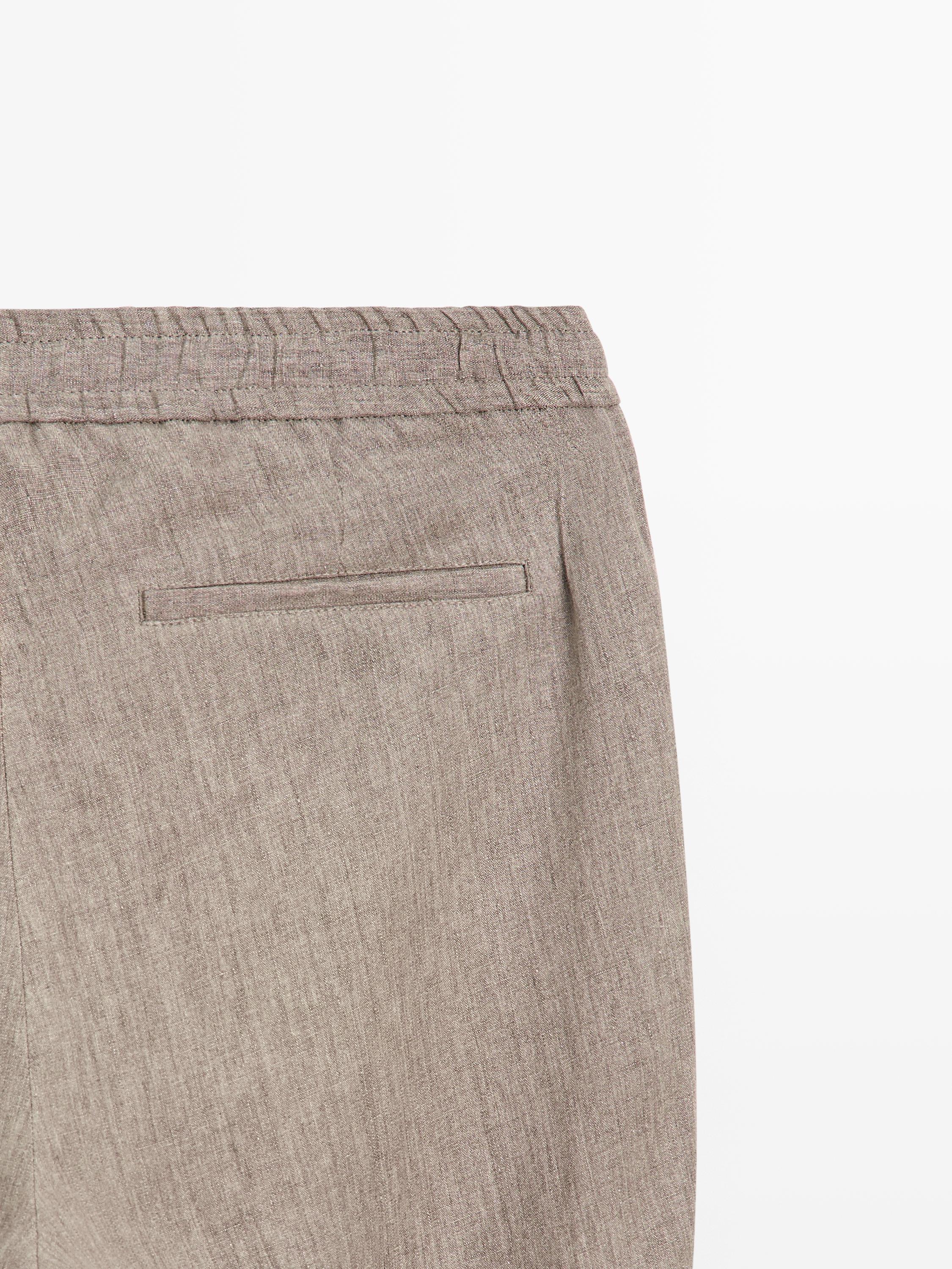 Pantalon total look lin délavé