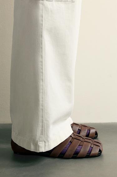 SANDALES STYLE PÊCHEUR EN CUIR - Marron de Zara - Image 1