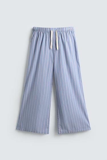 PANTALÓN ESTRUCTURA RAYAS - Celeste de Zara