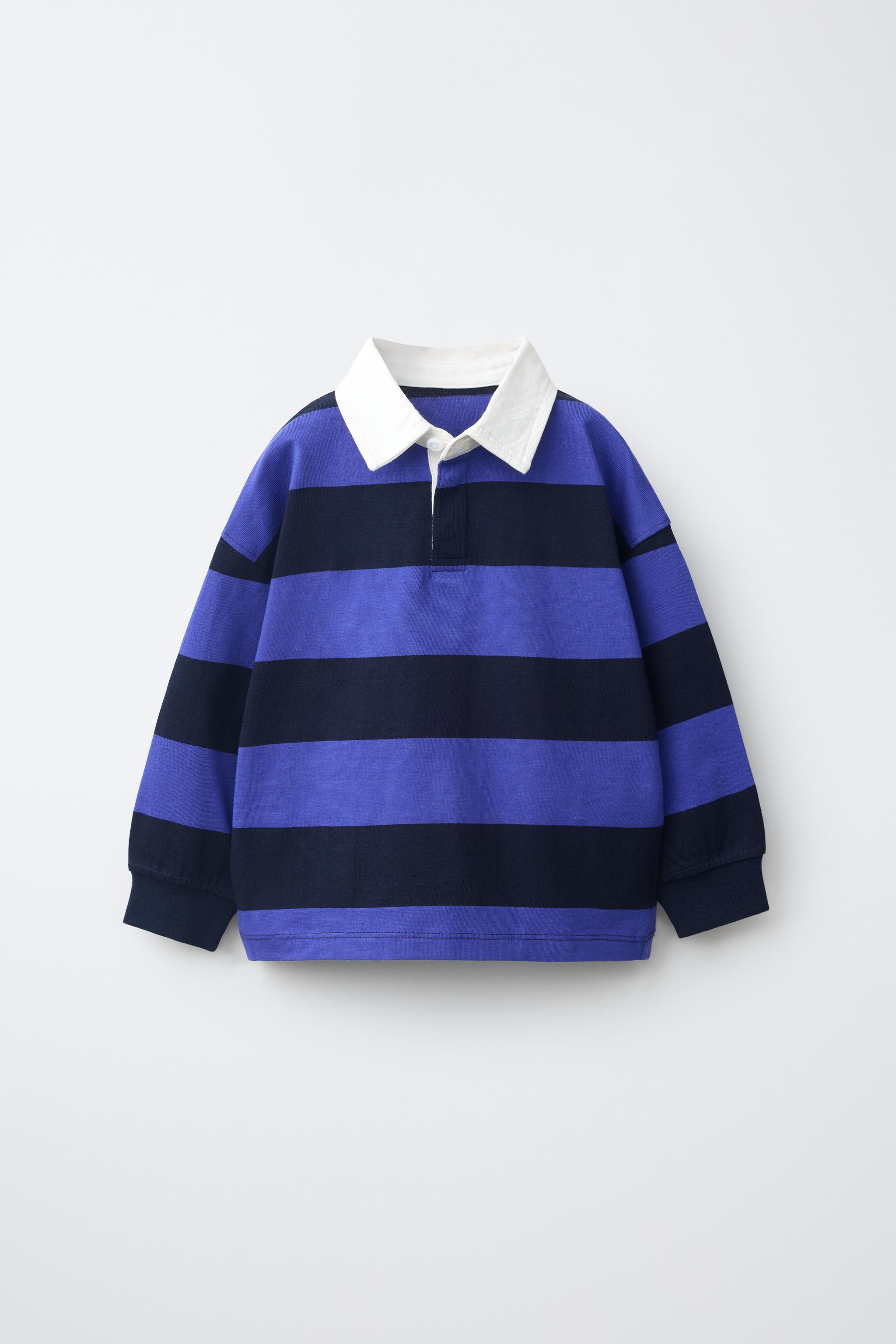 Детские рубашки Zara STRIPED TWILL COLLAR POLO SHIRT — фото 2