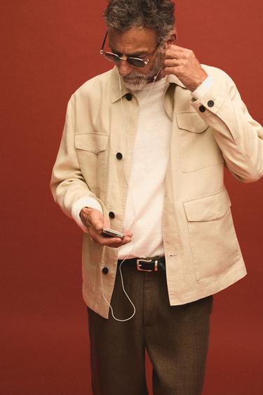 Zara Lightweight linen jacket with pockets - Stone