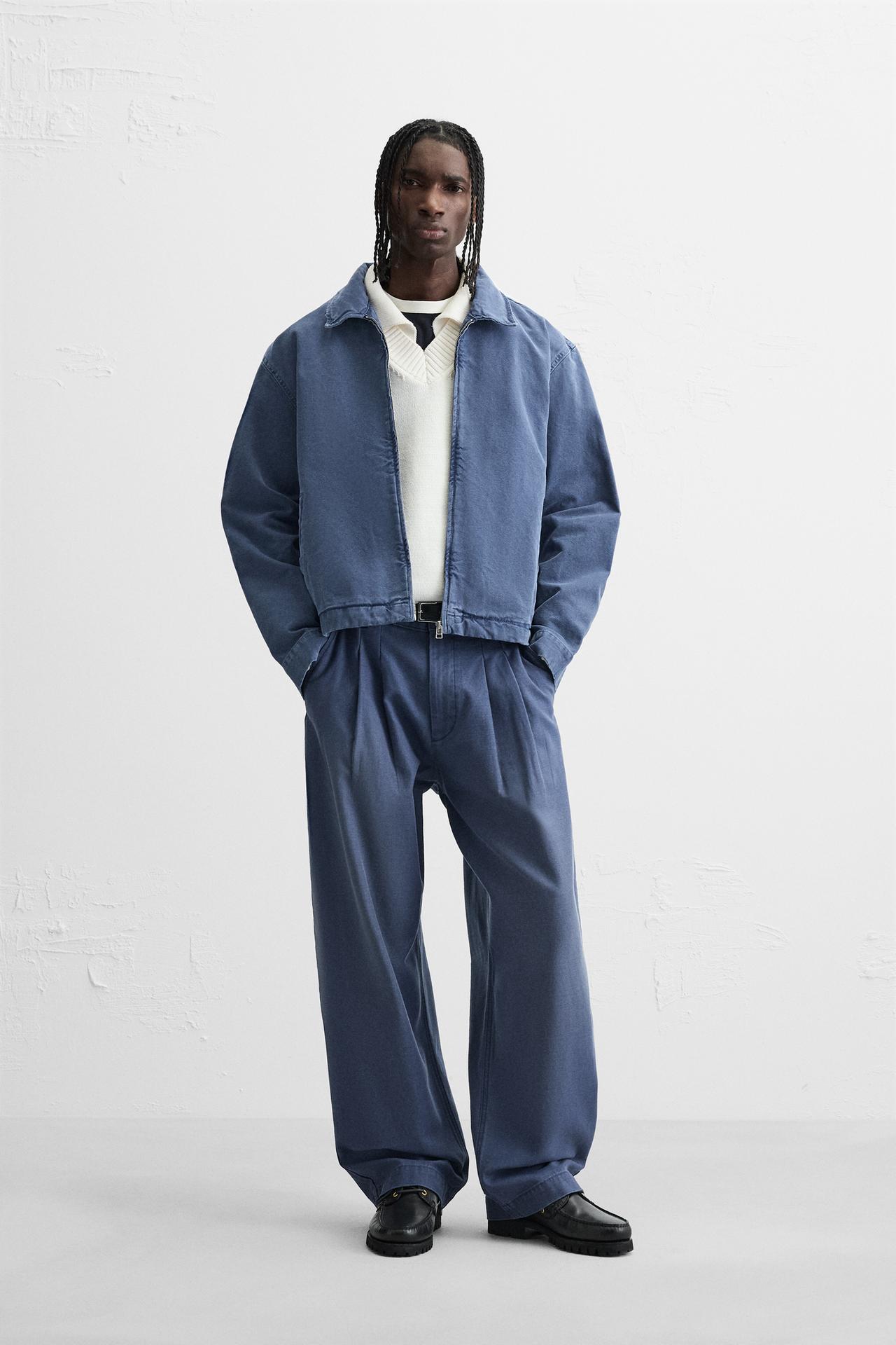 WASHED CANVAS JACKET - Blue by Zara
