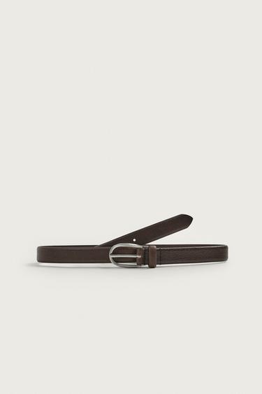 NARROW LEATHER BELT - Brown by Zara