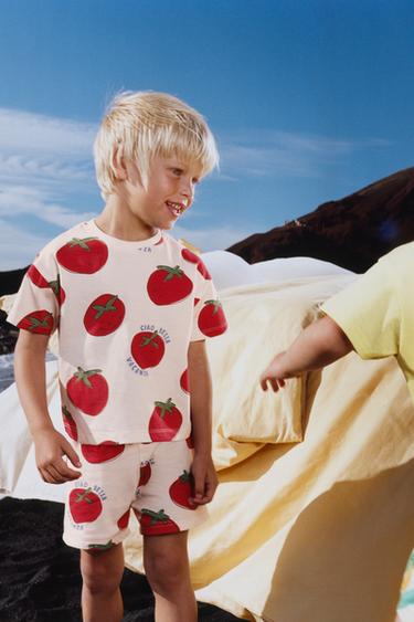 2-6 YEARS/ TOMATO T-SHIRT AND BERMUDA PYJAMAS - Ecru by Zara