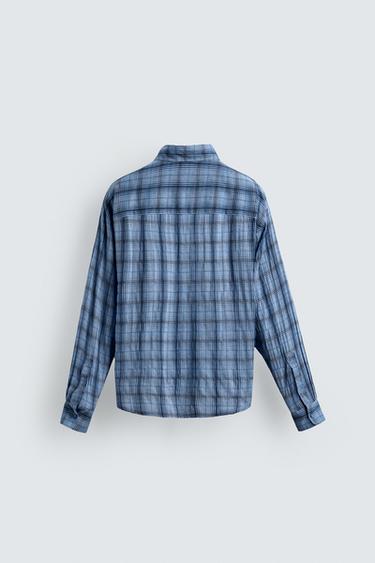 CHEMISE FLUIDE À CARREAUX - Bleu encre de Zara - Image 8