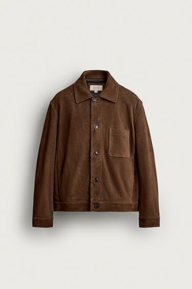 RELAXED FIT SUEDE LEATHER JACKET — Brandy 2