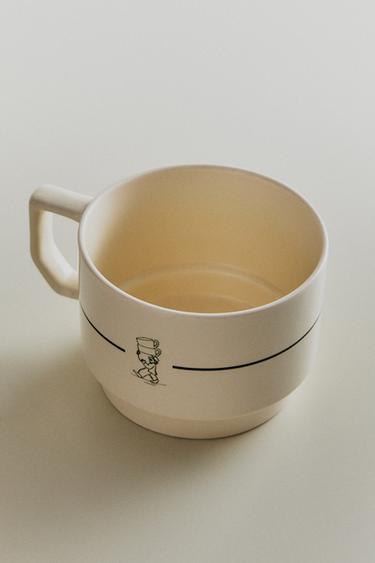 TASSE GRÈS CAFÉTÉRIA - Blanc / Vert de Zara