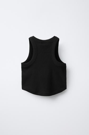 GERIPPTES T-SHIRT IM TANKTOP-STIL - Schwarz von Zara