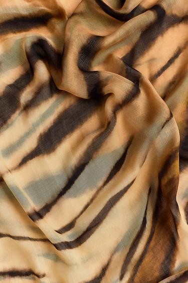 ANIMAL PRINT MODAL SILK SCARF - Sand by Zara - Image 3