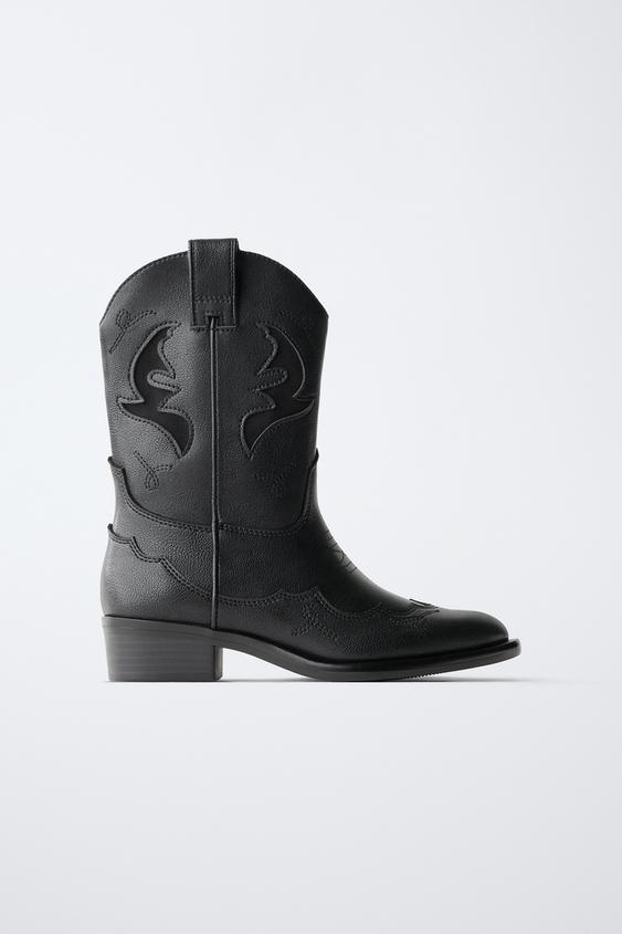 EMBROIDERED COWBOY BOOTS - Black by Zara - Image 0