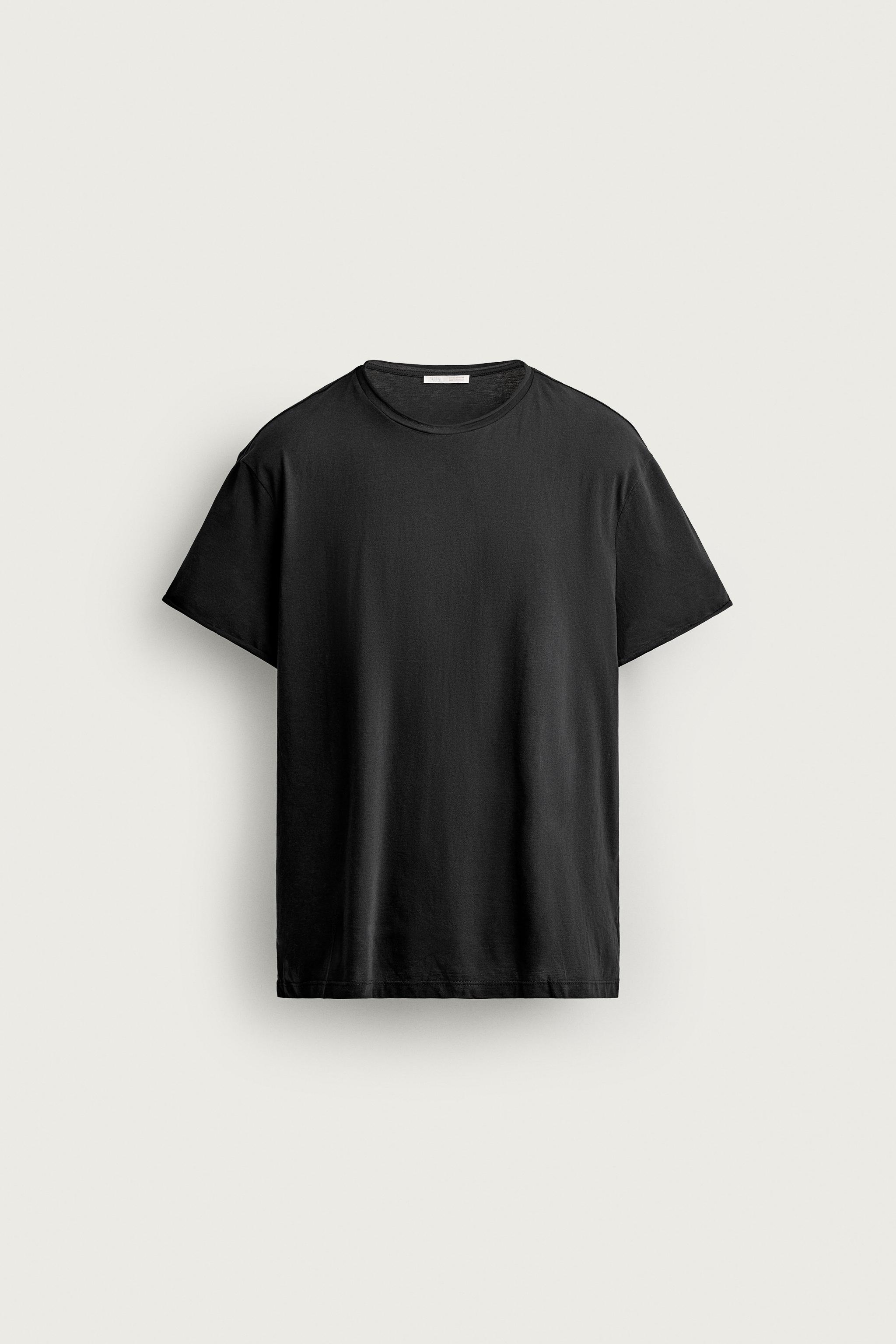 BASIC IRREGULAR FINISH T-SHIRT — Black