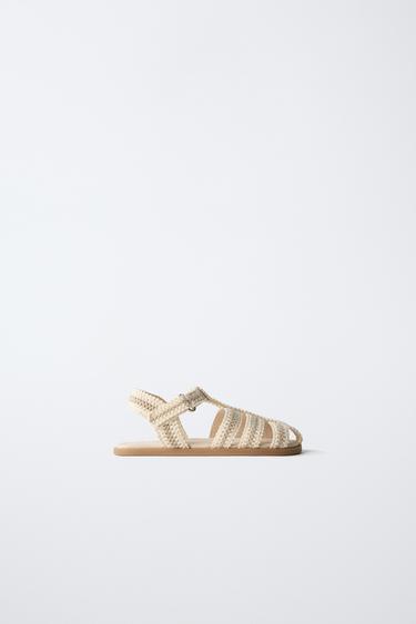 Zara COTTON STRAP FISHERMAN SANDALS - Off White