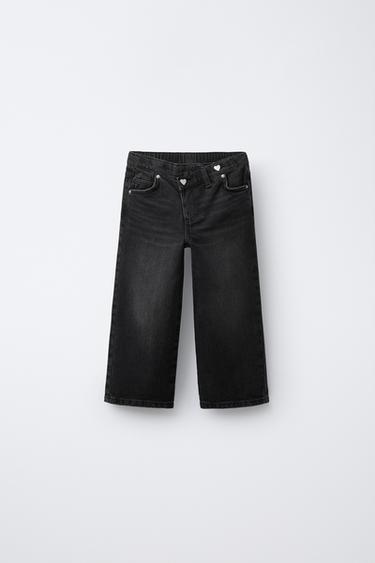 CROSS-WAIST WIDE-LEG JEANS - Black by Zara