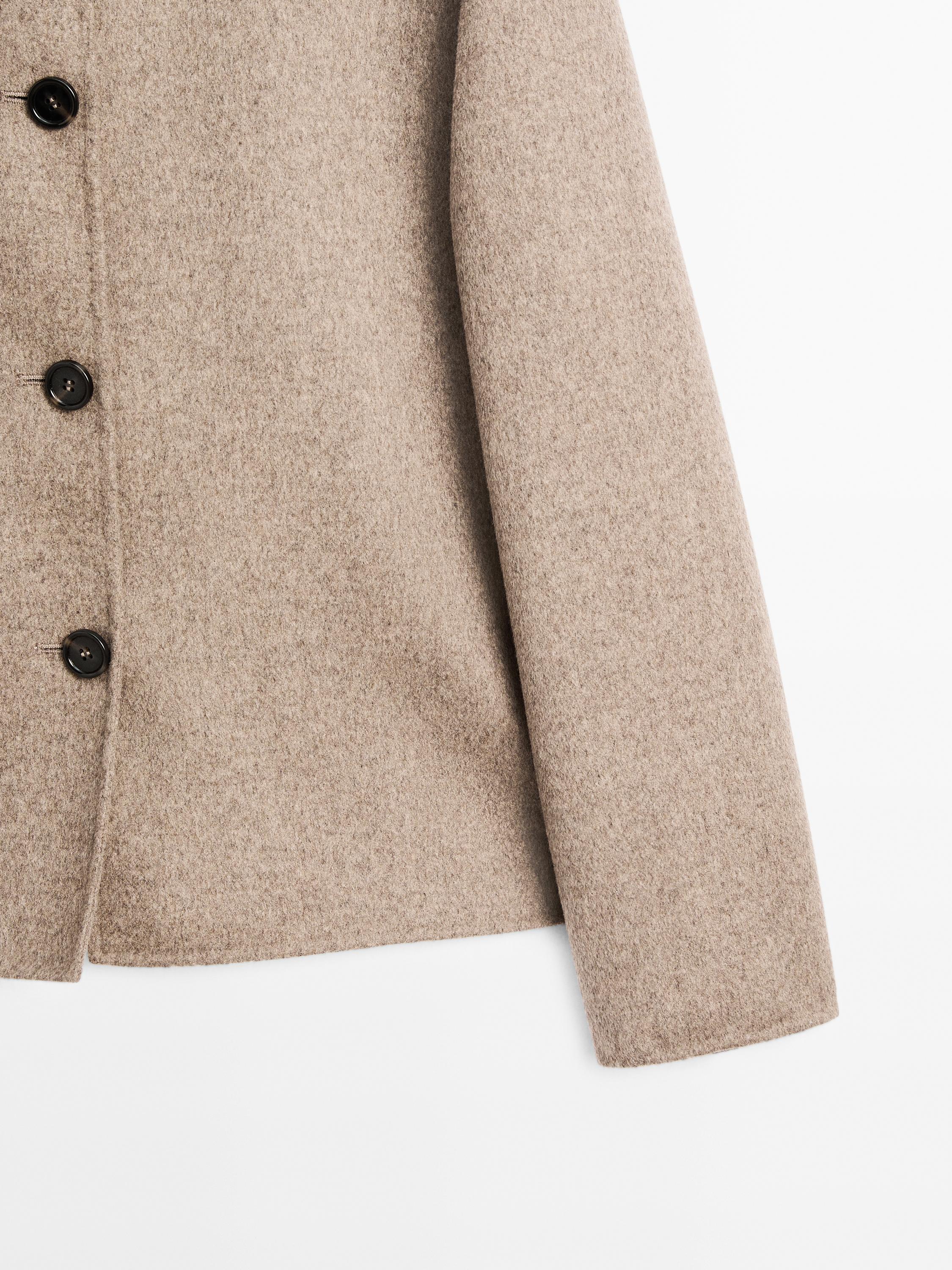 Short wool blend coat with buttons