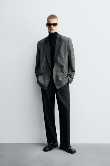 BLAZER CRUZADA ESTRUCTURA CONTRASTE - Marino de Zara - Imagen 0