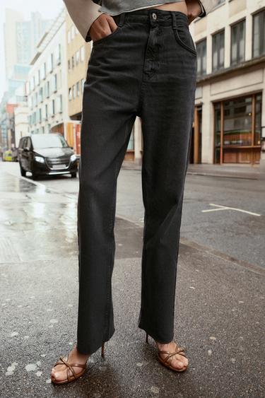 JEANS Z.02 STRAIGHT ANKLE ハイウエストブラックZaraのJEANS Z.02 STRAIGHT ANKLE ハイウエスト - ブラック