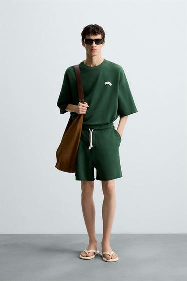 SWEAT À PIÈCE EN CONTRASTE - Vert de Zara