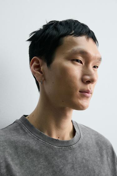 T-SHIRT RELAXED FIT FLAMÉ DÉLAVÉ - Anthracite foncé de Zara - Image 4